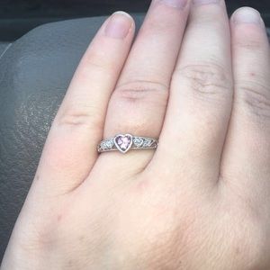 10K White Gold Pink Sapphire Ring